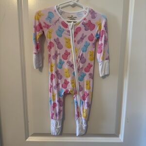 Size 0-3 months Caden Lane Bunny Peeps Print zippy pajamas